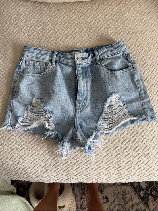 PacSun Pants - PacSun Light Blue Ripped High-Rise Jean Shorts